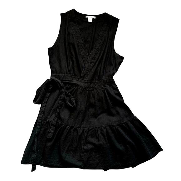 Christian Lacroix Womens Black Sleeveless Wrap Dress Size Large V-neck - Picture 1 of 14